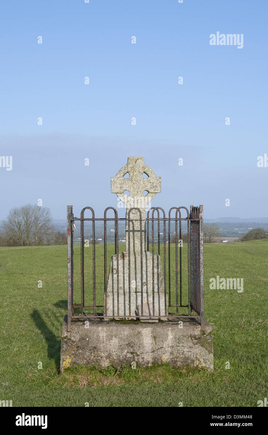 Grabstein auf den Hill of Tara im Land Meath ireland Stockfoto