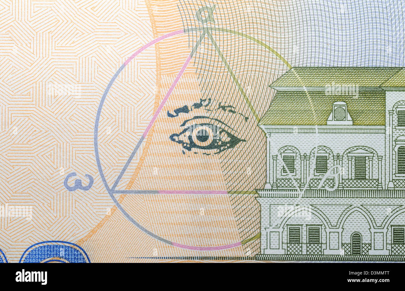 Freimaurer-Symbol für 500 ukrainische Griwna Stockfoto