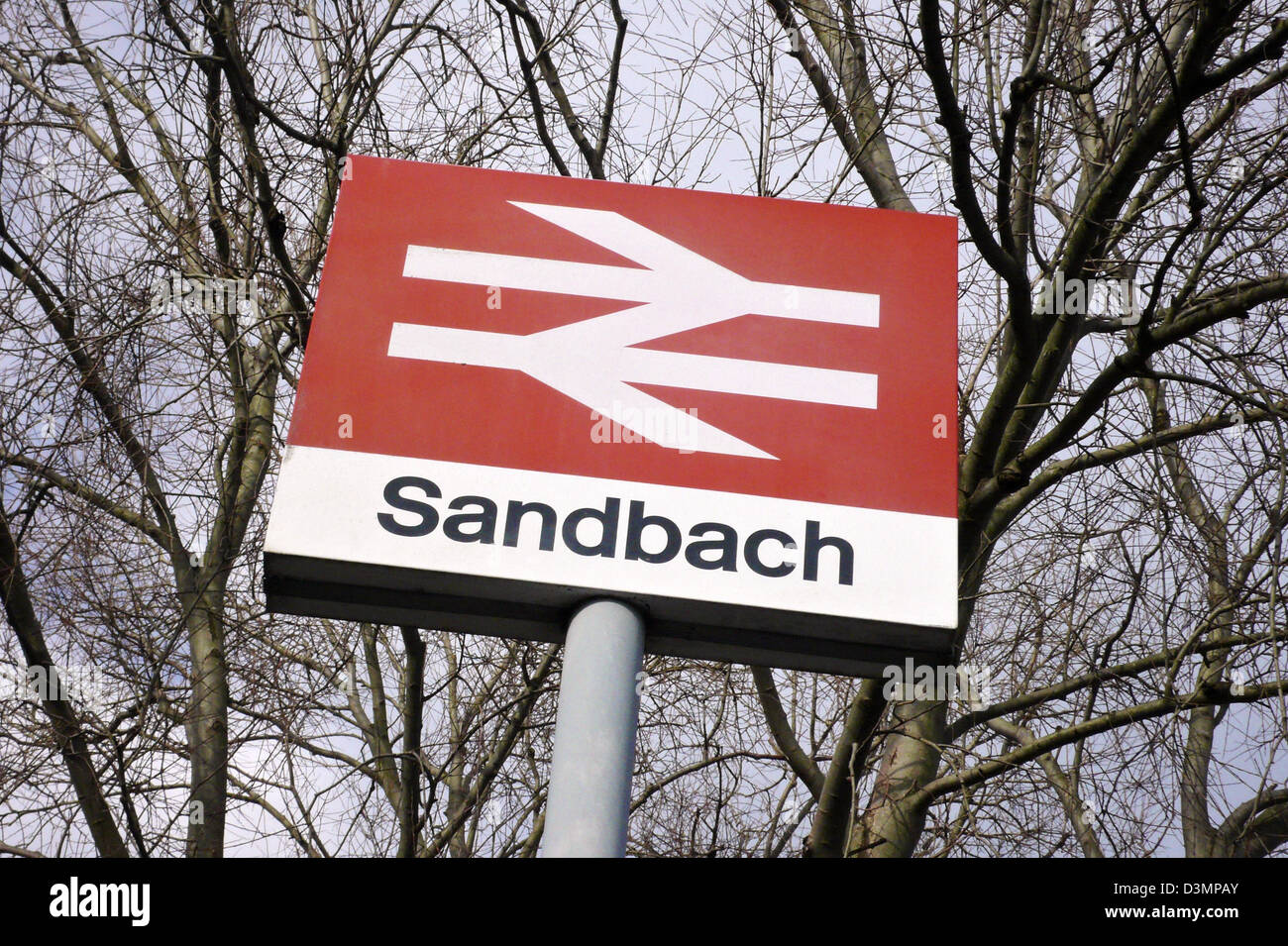 Sandbach Railway Station Zeichen Cheshire UK Stockfoto
