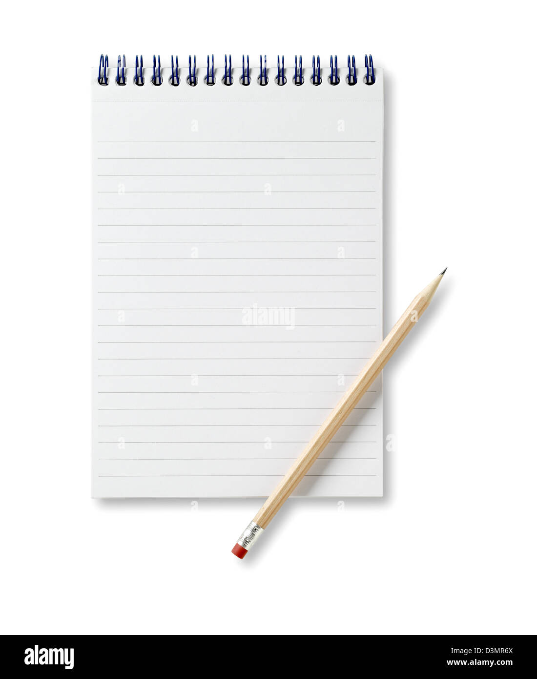 eine leere Reporter Buch Notebook, Jotter Notizblock mit Bleistift textfreiraum mit Pfad Stockfoto