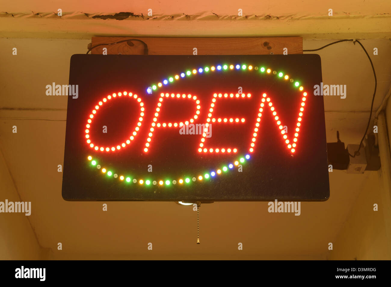 LED Open Schild Stockfoto