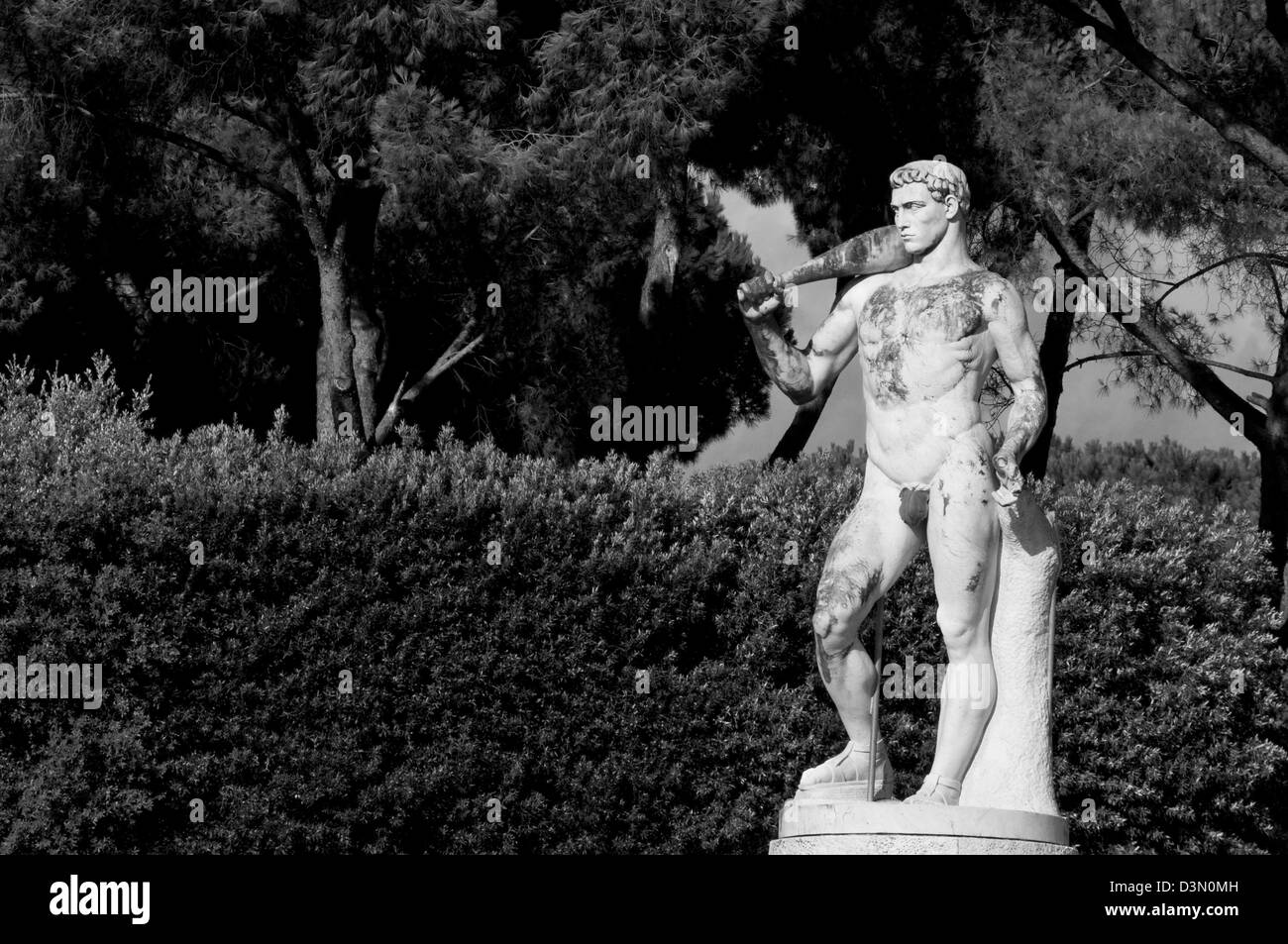 Italien, Latium, Rom, Foro Italico, Marmor-Statuen und dem Olympiastadion Stockfoto