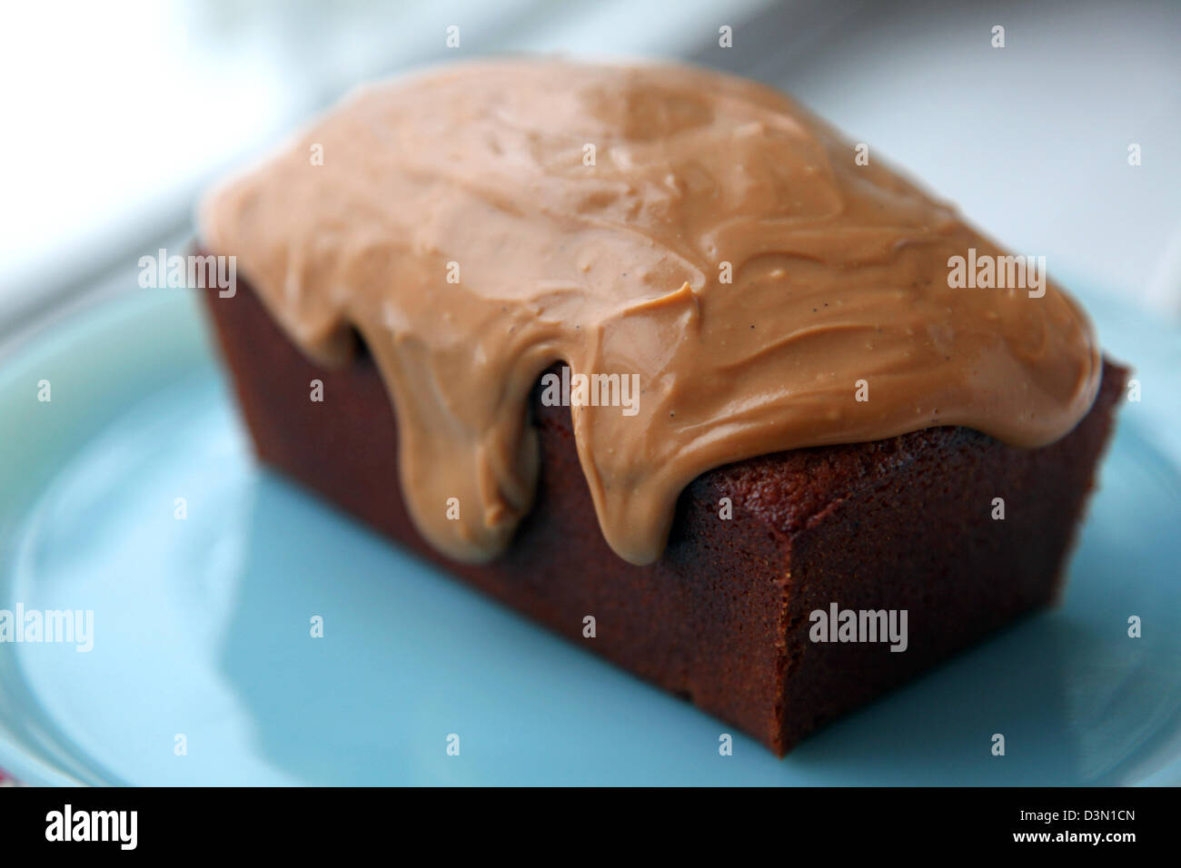 Nahaufnahme von Karamell-Kuchen Stockfoto