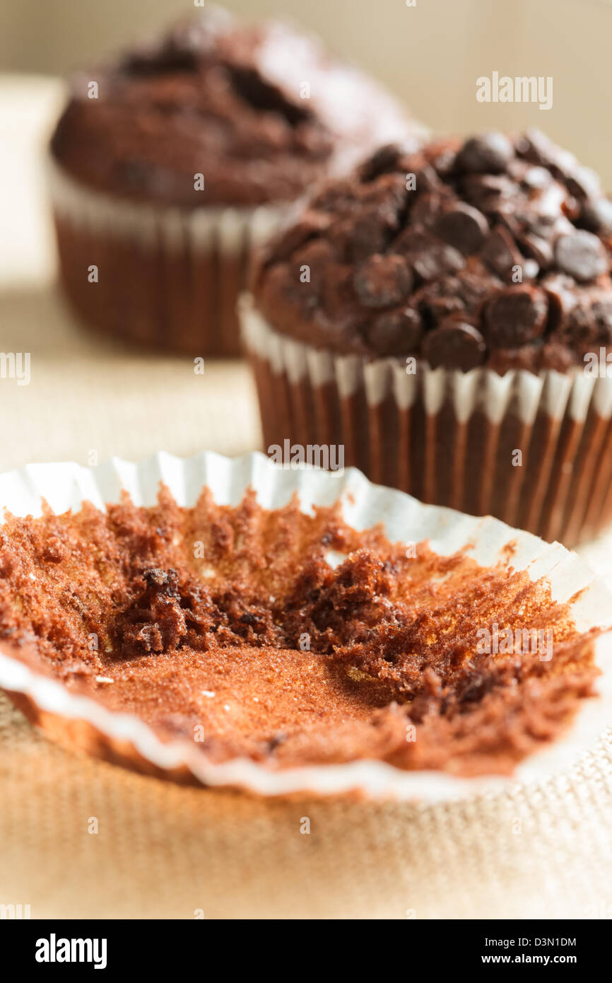 Muffin Hülle gegessen Stockfoto