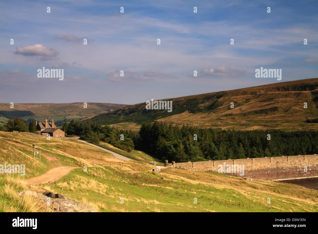 Scarhouse Stausee und die umliegenden Hügel in Nidderdale Stockfoto