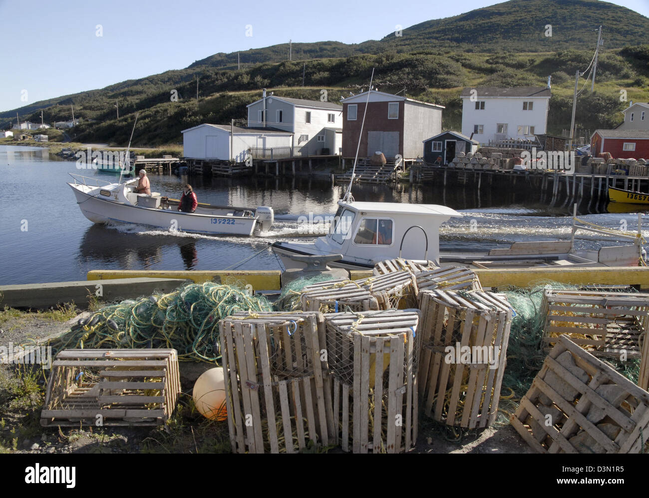Ein Fischerdorf an der nördlichen Halbinsel, Neufundland Stockfoto