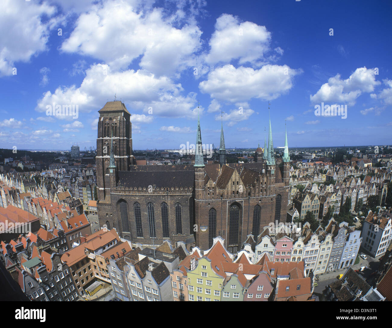 Polen, Danzig, Gdansk, Luftaufnahme von der Marienkirche Stockfoto