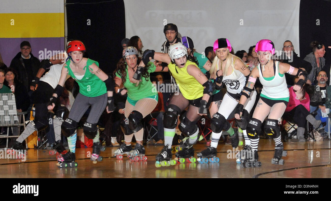 Amateur Roller Derby in Groton CT USA Stockfoto