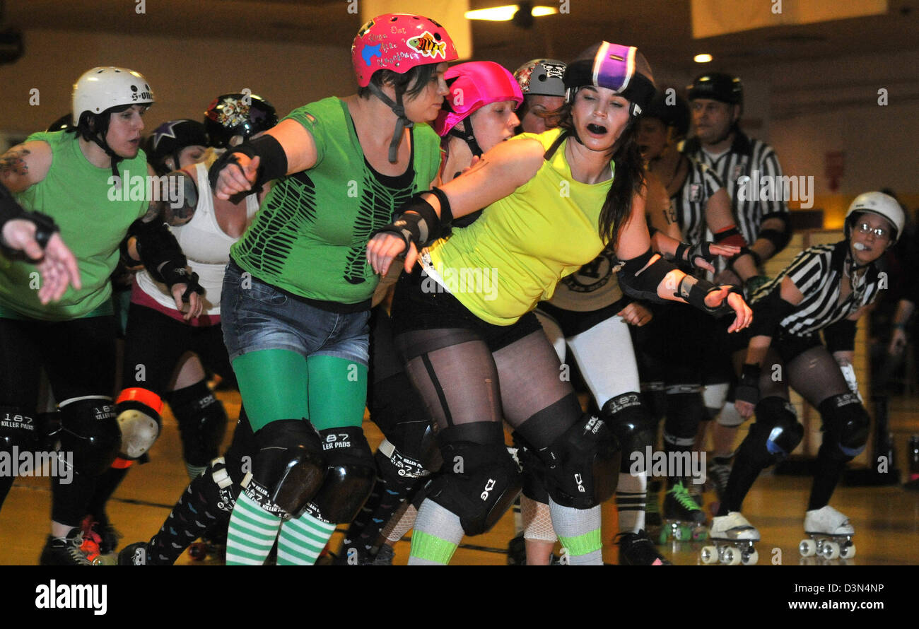 Amateur Roller Derby in Groton CT USA Stockfoto