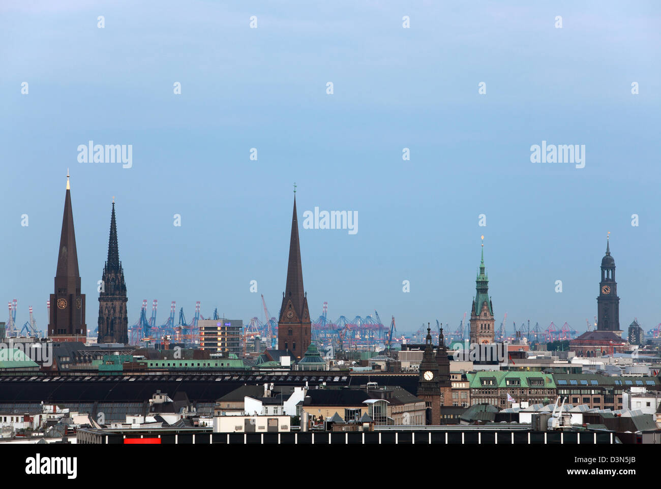 Hamburg, Deutschland, City Fakten in der Abenddämmerung Stockfoto
