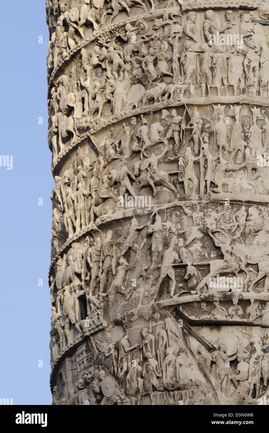 Italien, Latium, Rom, die Piazza Colonna, Spalte von Marcus Aurelius, Detail Stockfoto