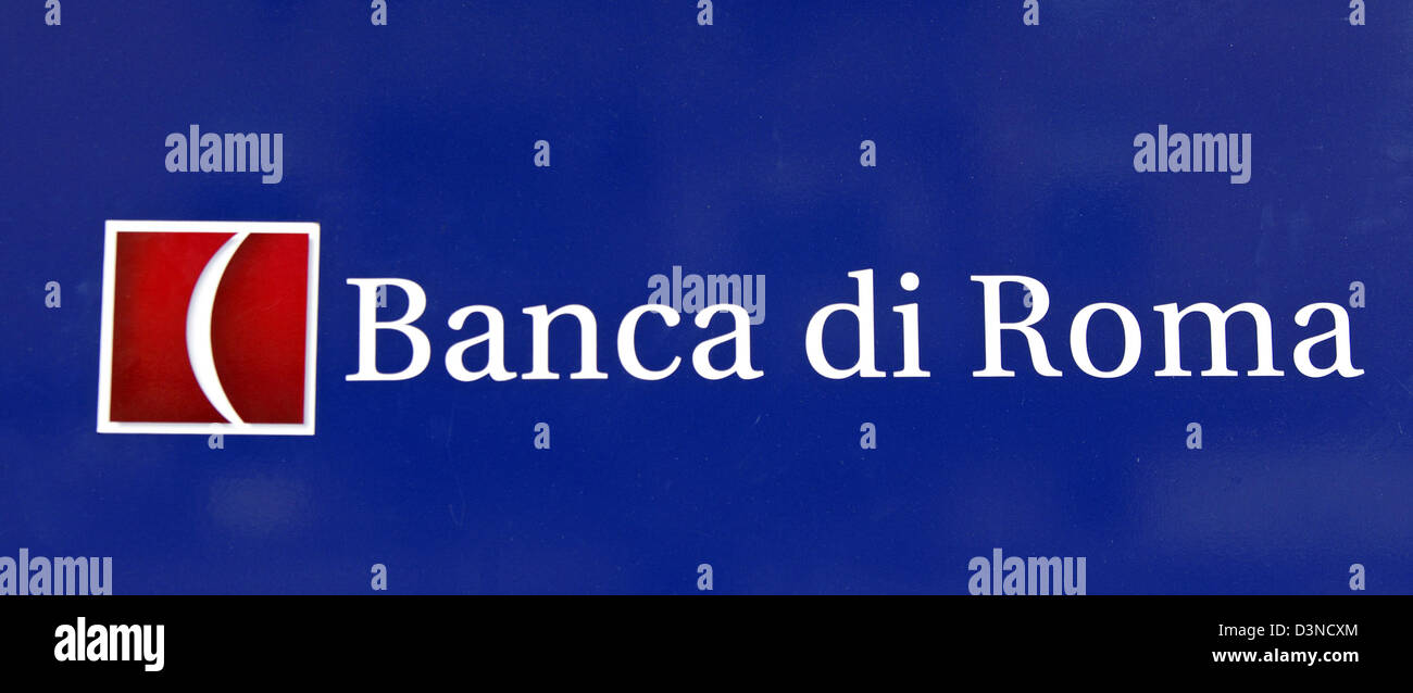 Das Bild zeigt das Logo der italienischen Bank Banca di Roma in Rom, Italien, 16. März 2006. Banca di Roma ist wie Banca di Sicilia, Bipop Carire, MCC und Fineco ein Sub-Unternehmen der Gruppo Bancario Capitalia. Foto: Lars Halbauer Stockfoto