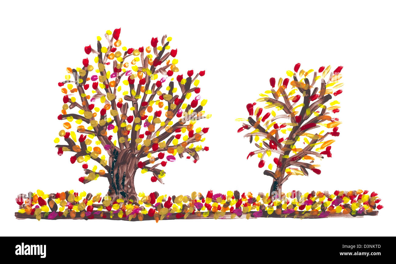 Abstrakte isolierte Kinder handgemachte Herbst Konzept Bild gemalt Stockfoto