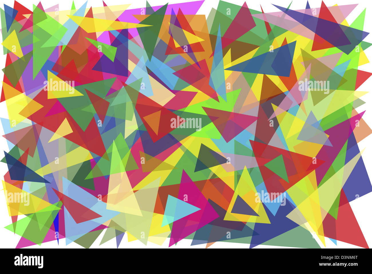 hundert farbige Dreiecke einfachen Hintergrund Stockfoto