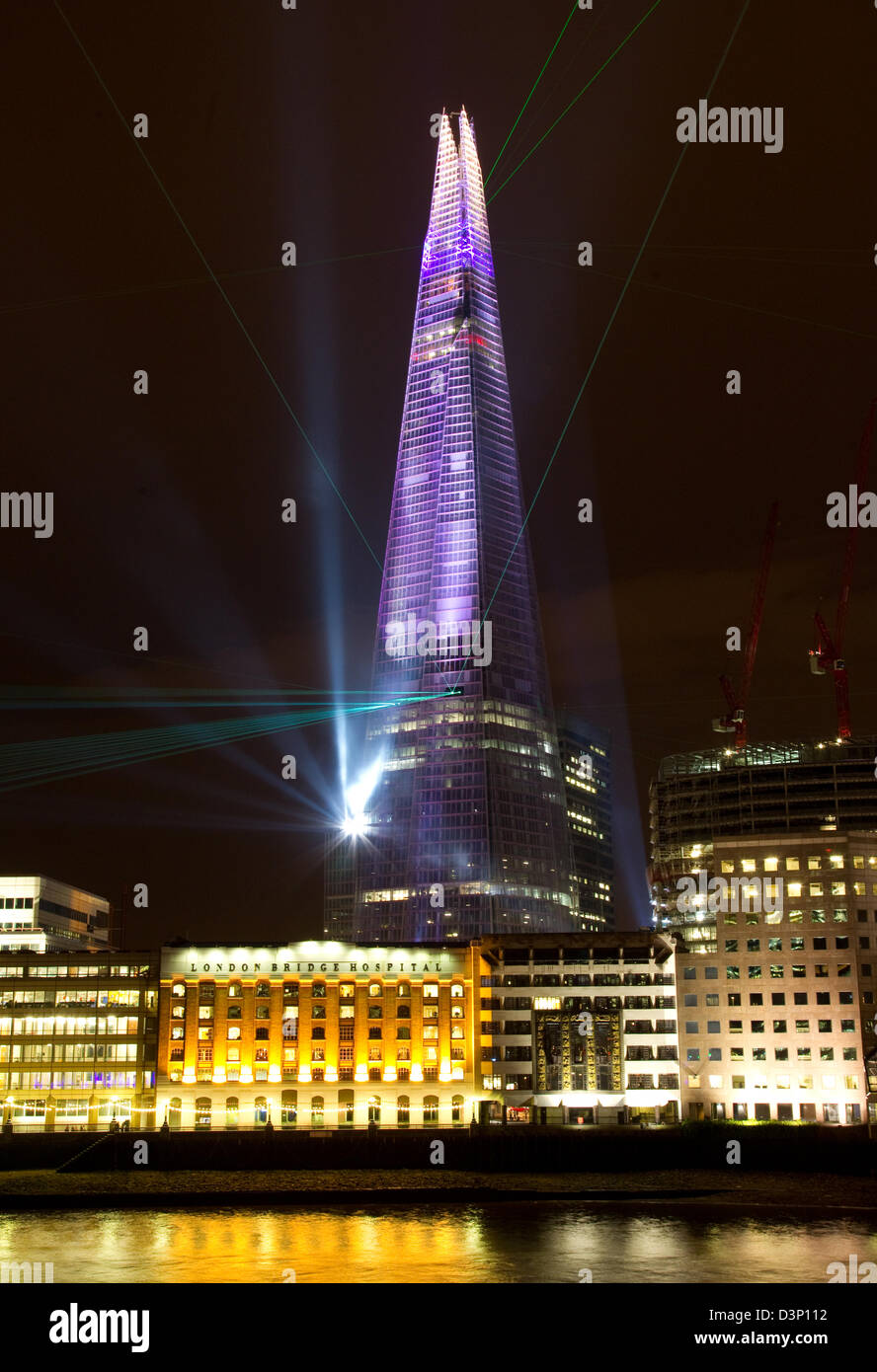 Shard-Laser-show 5. Juli 2012 von Architekten Renzo Piano entworfen Stockfoto