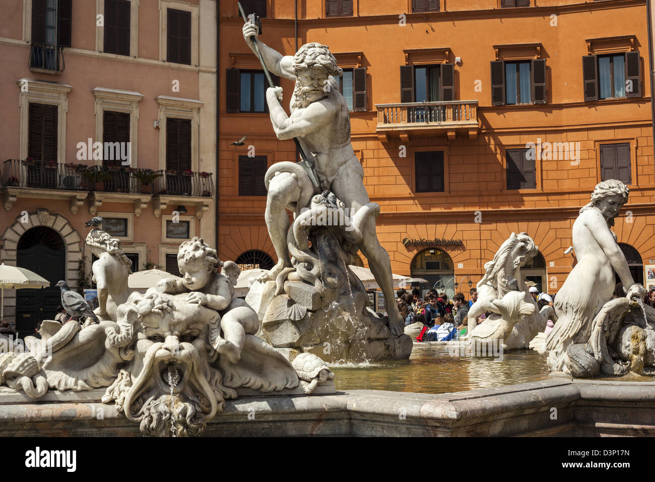 Details der Brunnen auf der Piazza Navona in Rom Italien Stockfoto