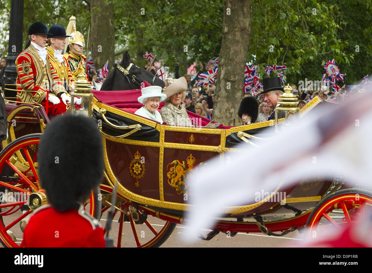 Die Königin, Prinz Charles und Camilla Parade in der Mall im Rahmen der Diamond Jubilee 5. Juni 2012 Stockfoto