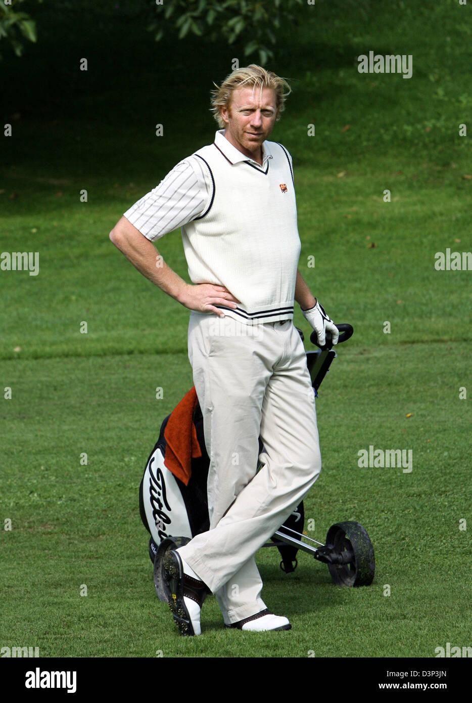 Deutsche Tennis-Legende Boris Becker im Bild am Lucerne Festival Golf Trophy 2006 in Luzern, Freitag, 25. August 2006. Deutsche star-Geigerin Anne-Sophie Mutter und Boris Becker trat ihre Bemühungen am Lucerne Festival Golf Charity. Die Einnahmen der Veranstaltung Montage 80.000 Schweizer Franken gliedern sich die Anne-Sophie Mutter Stiftung und der Cleven-Becker-Ostschweiz Stockfoto
