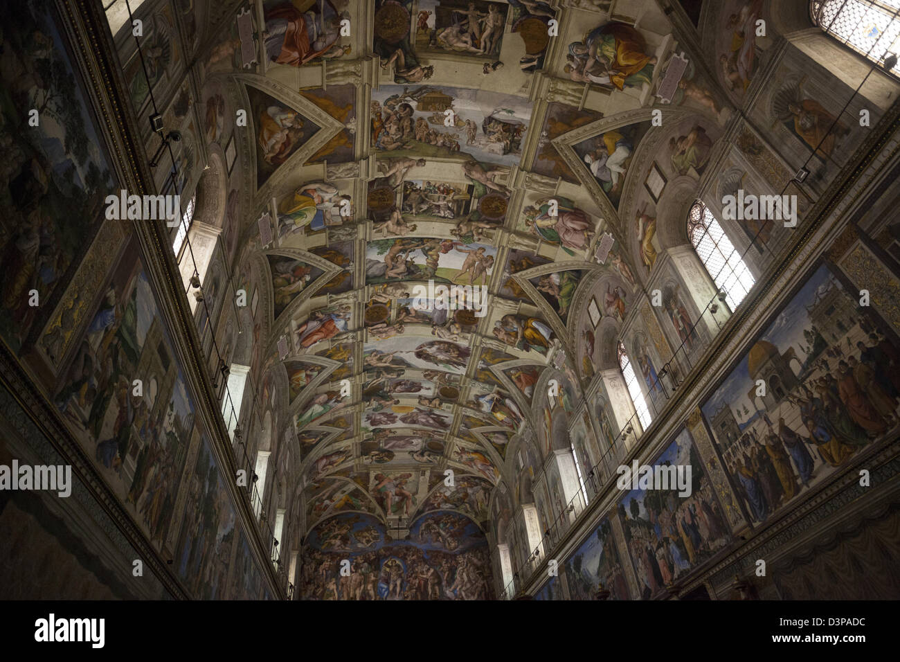 Michelangelos berühmte Kunstwerke, die Decke der Sixtinischen Kapelle im Vatikan in Rom Stockfoto