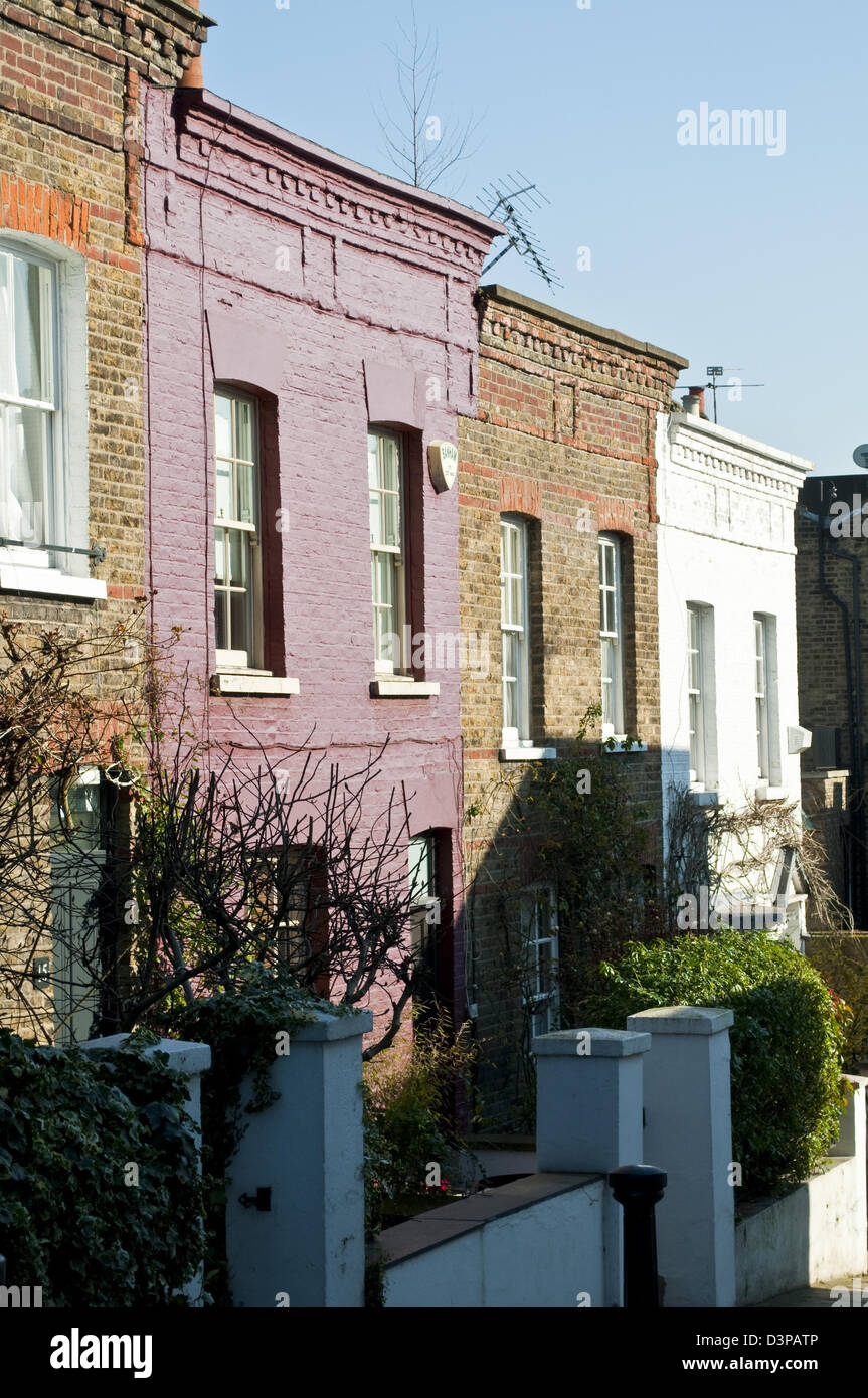 Reihenhäuser, Rückseite Lane, Hampstead, London, UK Stockfoto