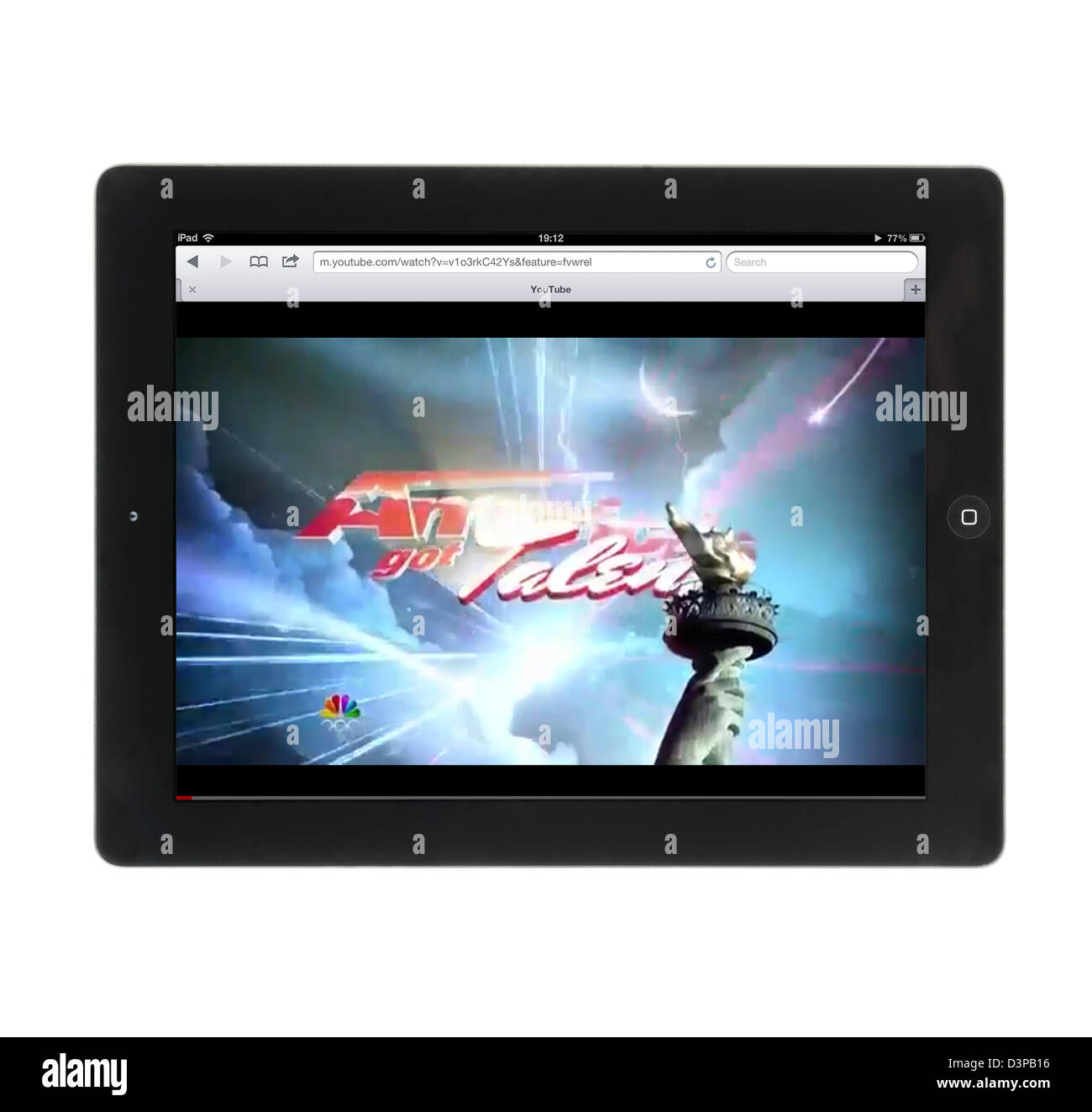 Ein Streaming-Video von America es Got Talent auf YouTube auf dem iPad Stockfoto