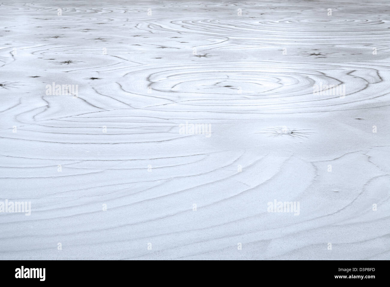 Eis-Muster in gefrorene Tarn, Tarn Hows, National Trust, englischen Lake District. Stockfoto