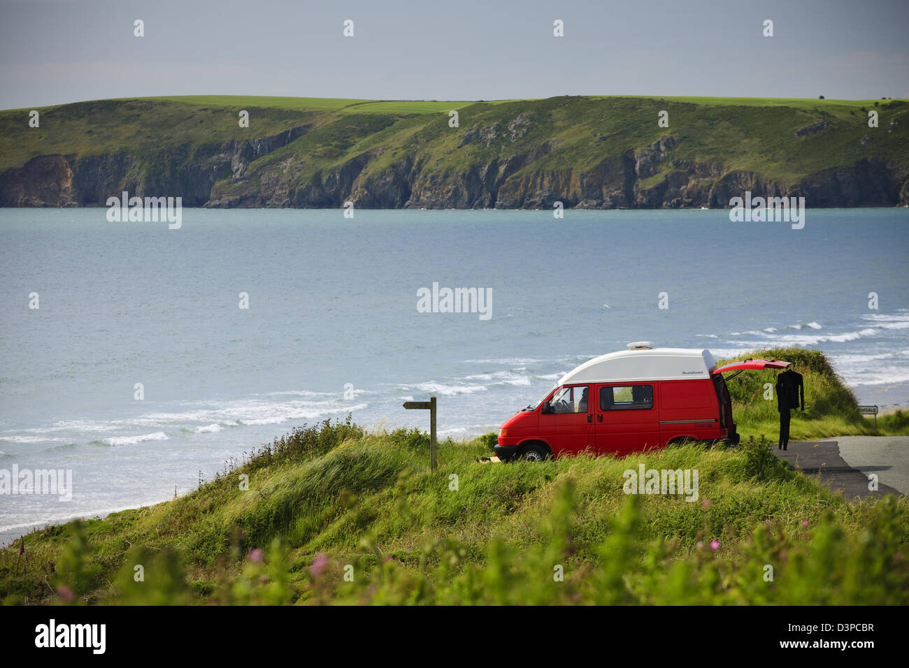 Camper Van Newgale St Brides Bay Haverfordwest, Pembrokeshire Wales Stockfoto