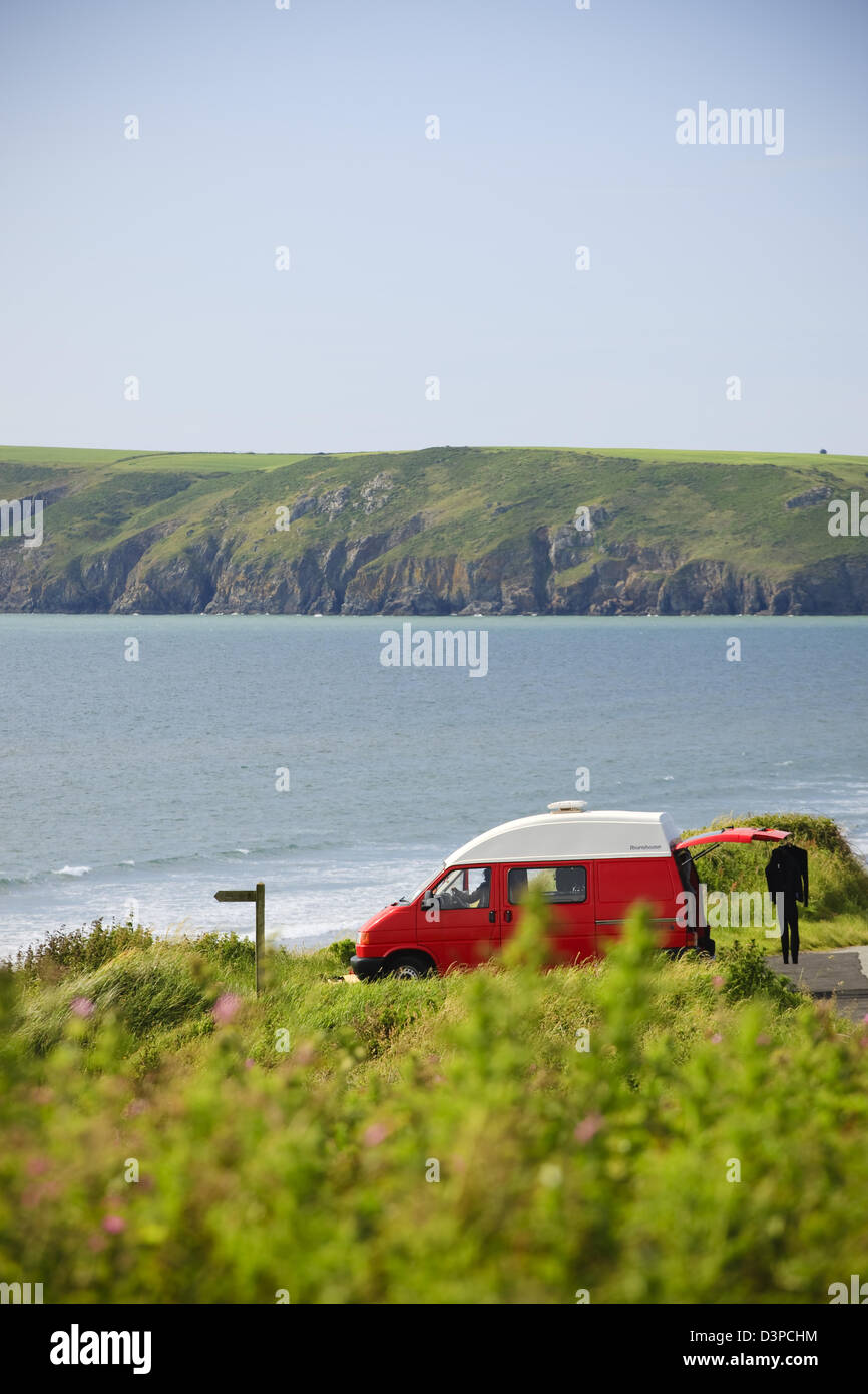 Camper Van Newgale St Brides Bay Haverfordwest, Pembrokeshire Wales Stockfoto