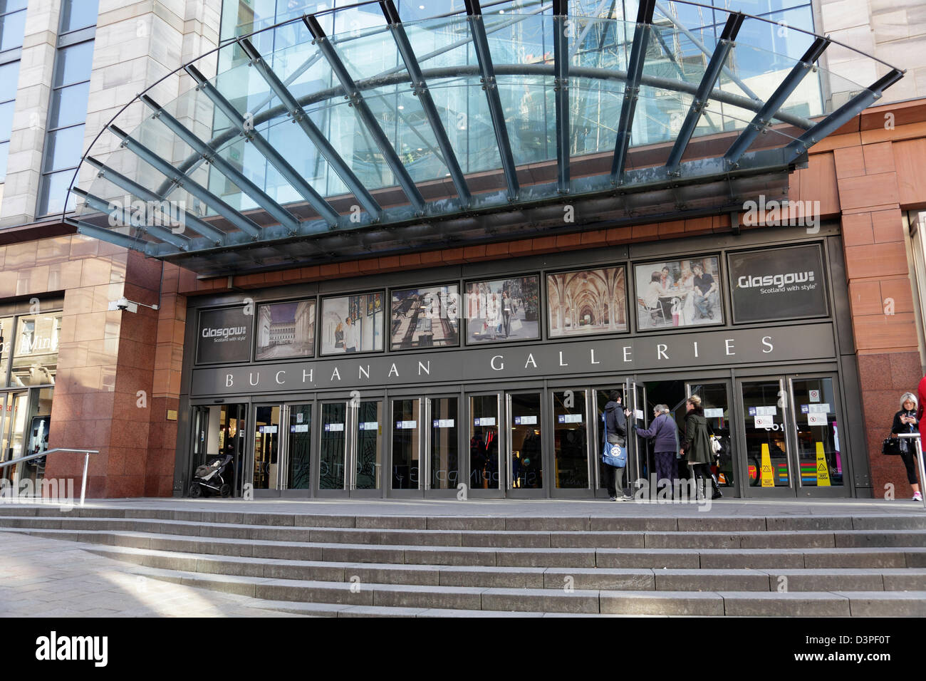 Buchanan Galleries Glasgow, Eingang zum Einkaufszentrum an der Buchanan Street im Stadtzentrum, Schottland, Großbritannien Stockfoto