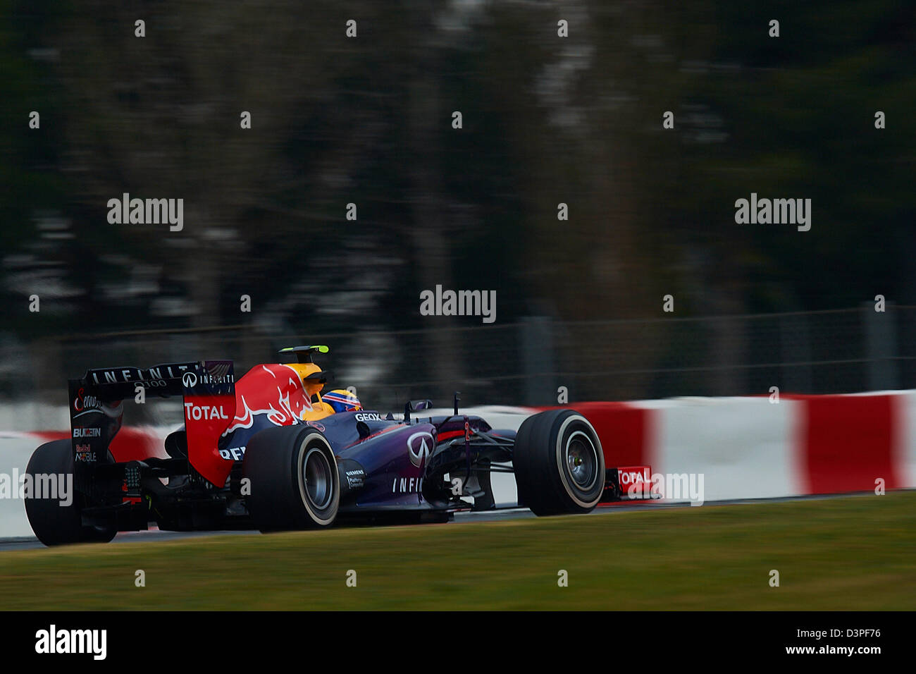 Barcelona, Spanien. 22. Februar 2013.   Mark Webber (Red Bull Racing) fährt im Formel1 Winter testen am Circuit de Catalunya. Bildnachweis: Aktion Plus Sportbilder / Alamy Live News Stockfoto