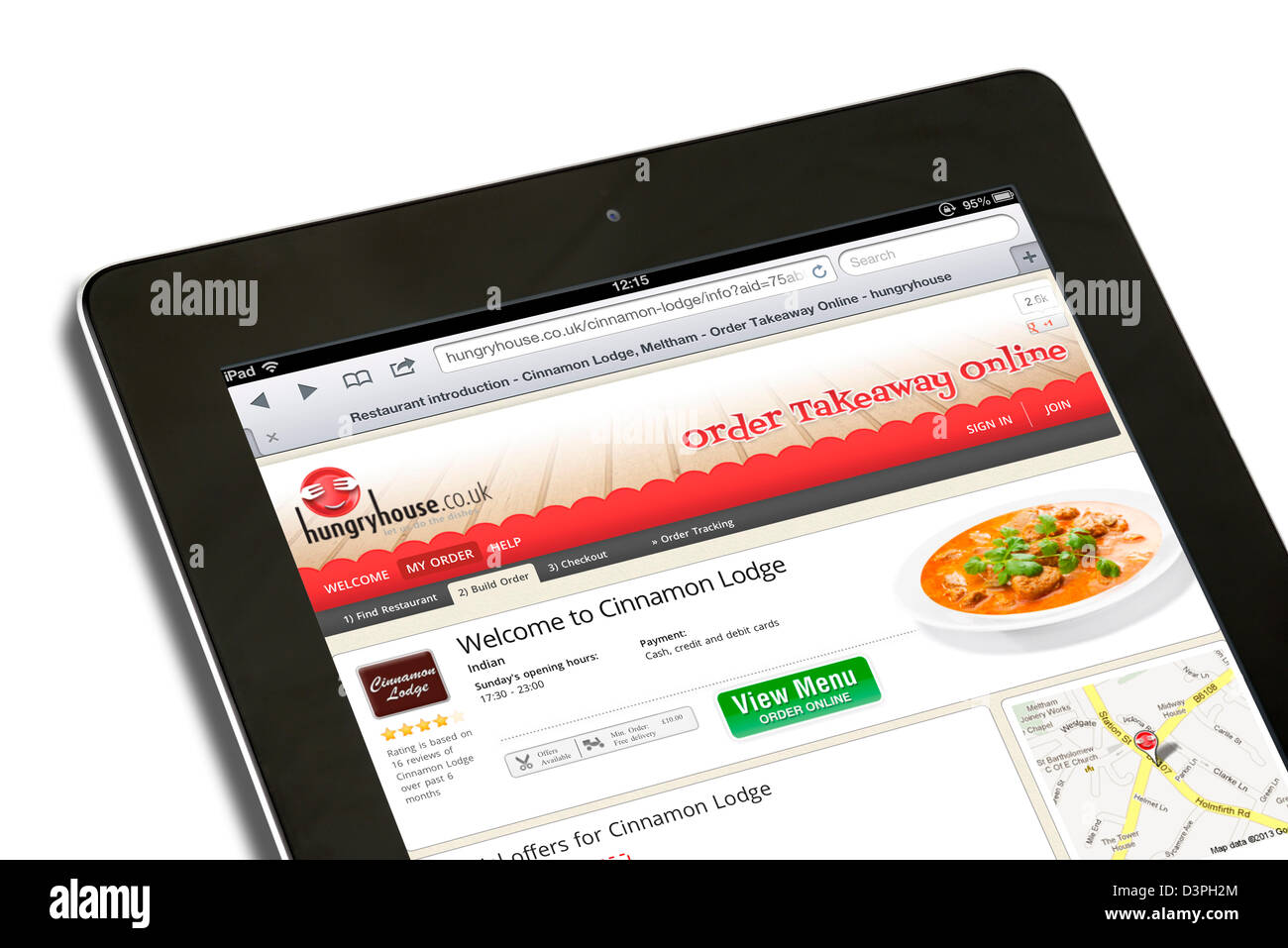 Der hungryhouse.co.uk zum Mitnehmen bestellen Webseite betrachtet auf einem iPad Stockfoto