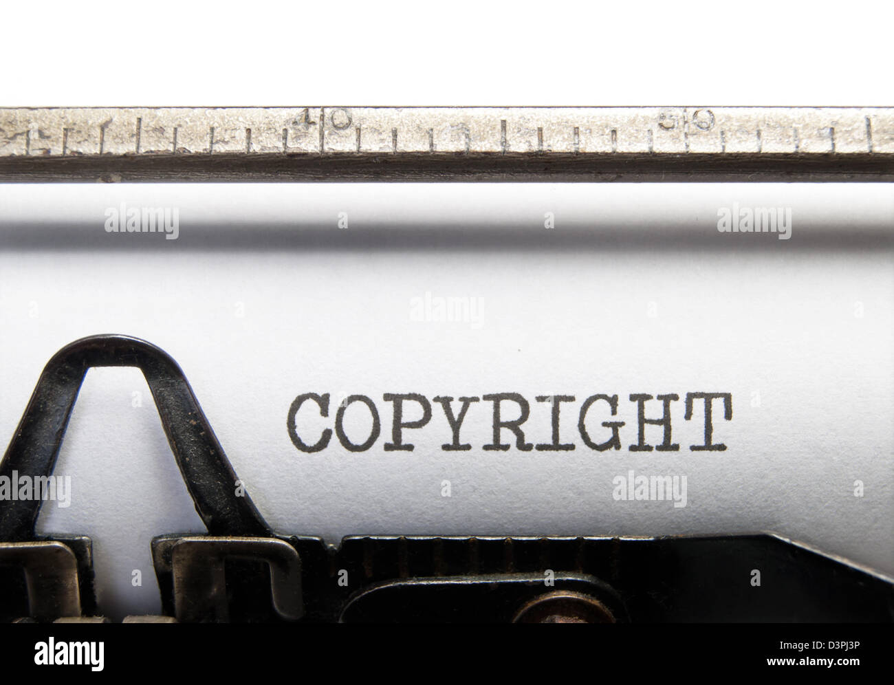 Copyright Titel gedruckt auf eine altmodische Schreibmaschine Stockfoto
