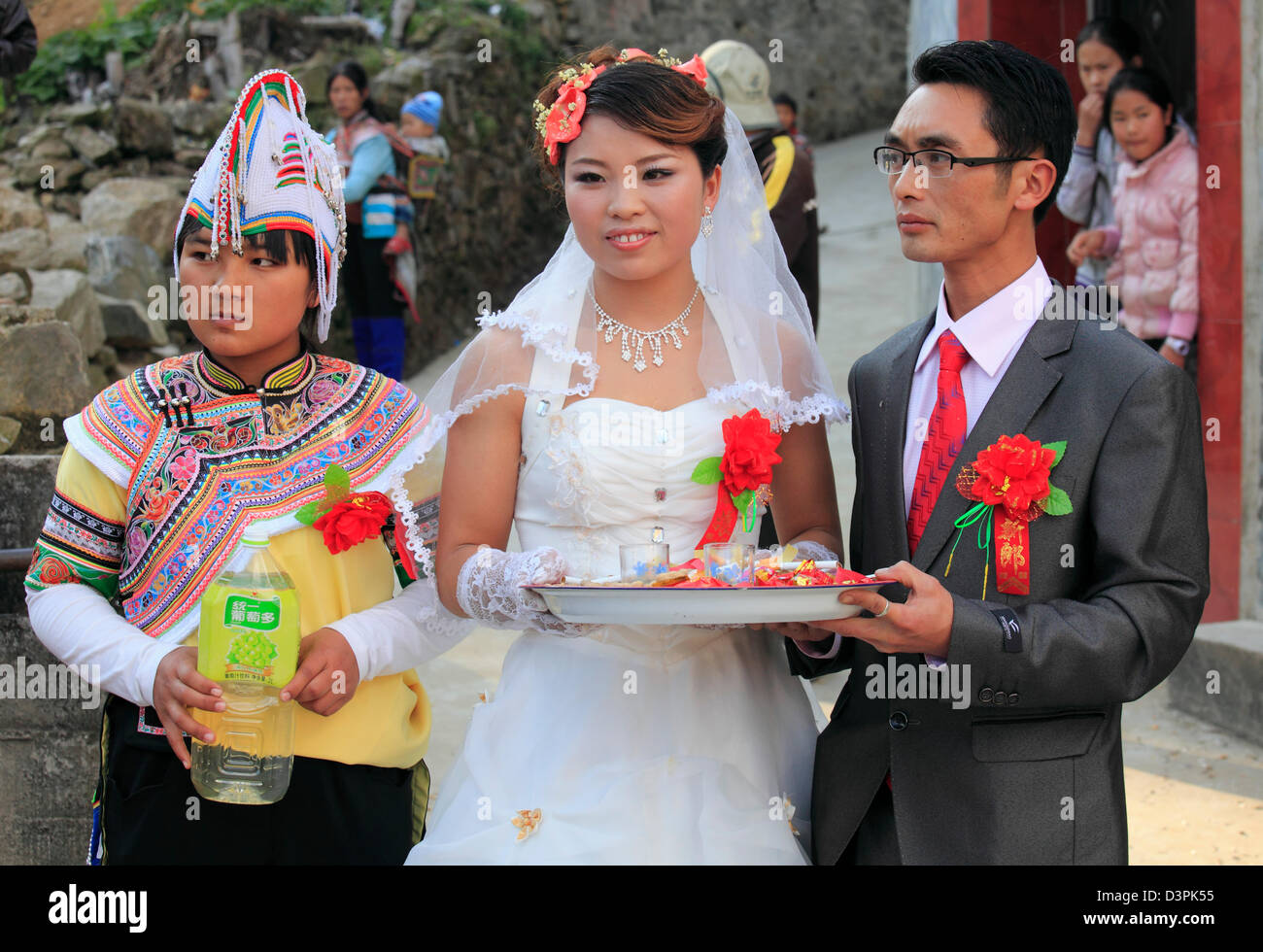 China, Yunnan, Yuanyang, Hani ethnische Minderheiten, Menschen, Hochzeit, Stockfoto