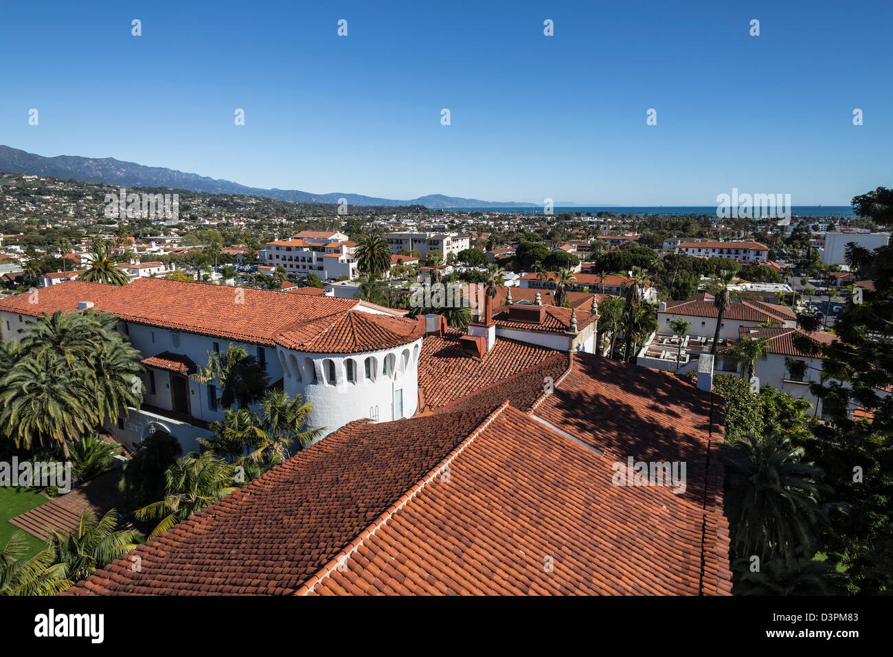 Downtown Santa Barbara und den Pazifischen Ozean. Stockfoto