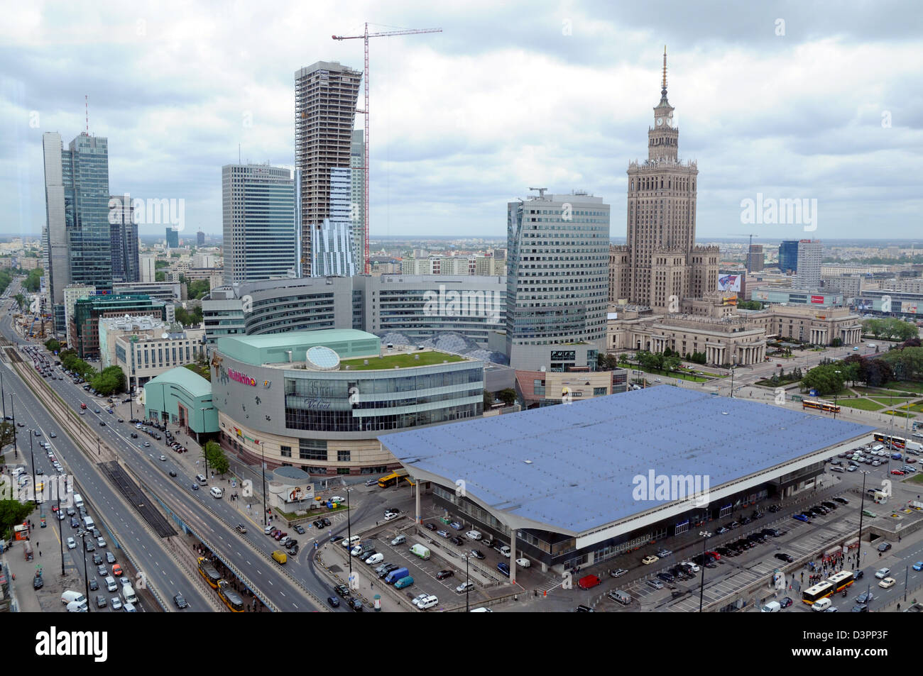 Luftaufnahme des Zentrums von Warschau, Polen Stockfoto