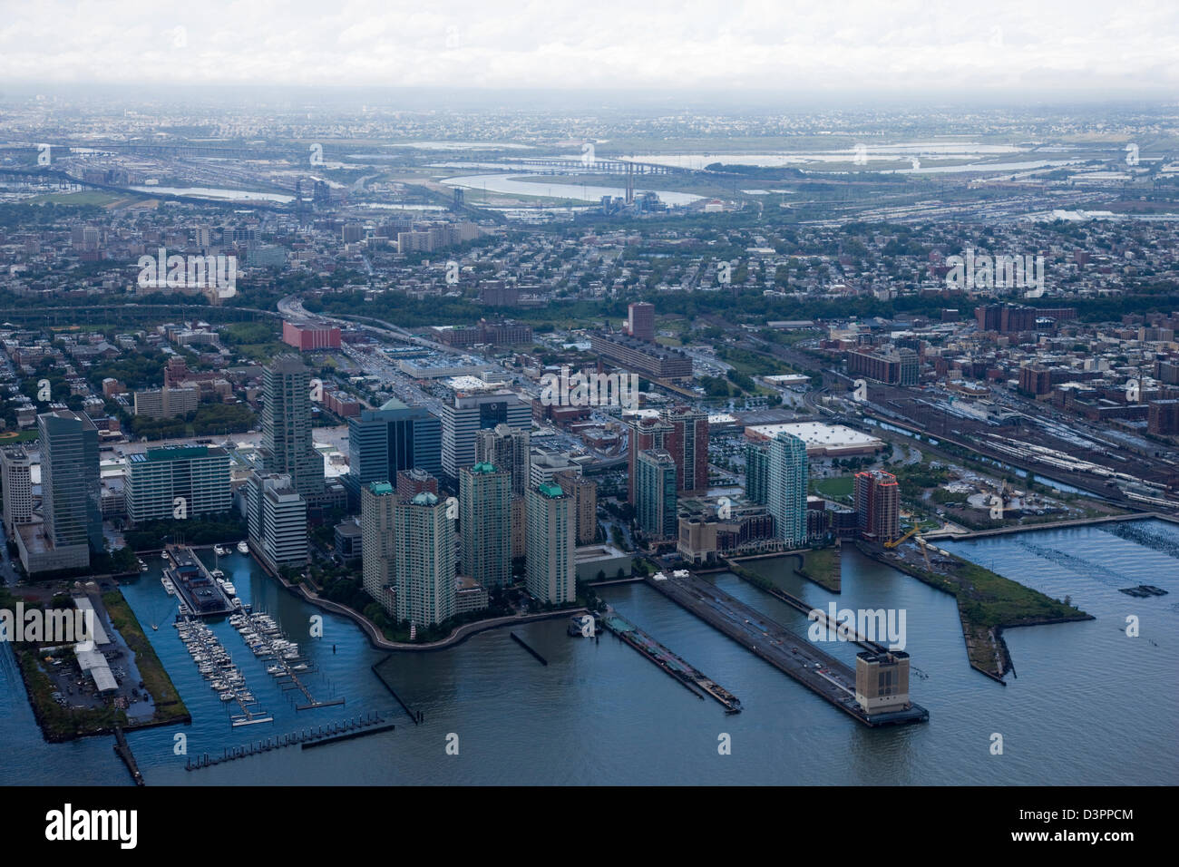 West Side von Manhattan Piers Luftaufnahme aus einem Hubschrauber Stockfoto