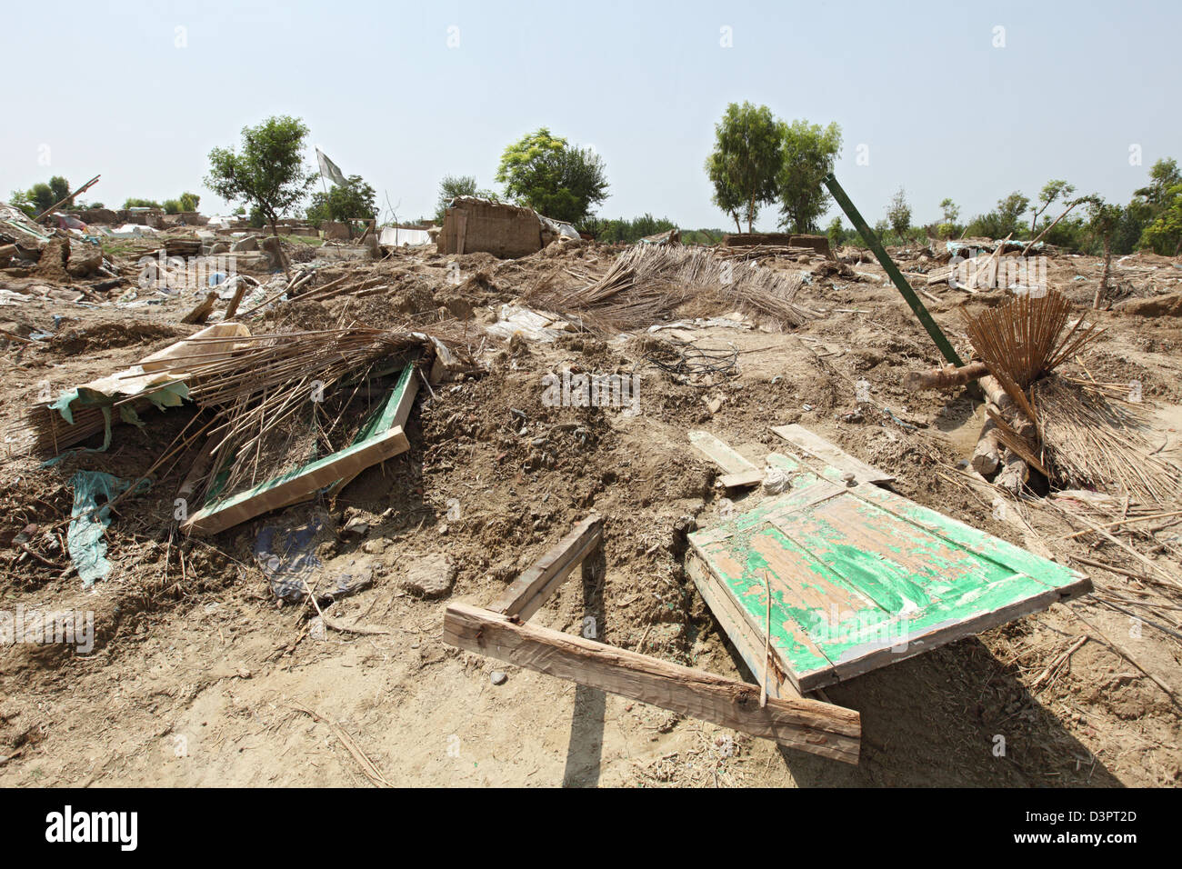 Charsadda, Pakistan, Hochwasser Zersoertes, Weggeschwemmtes Dorf Stockfoto