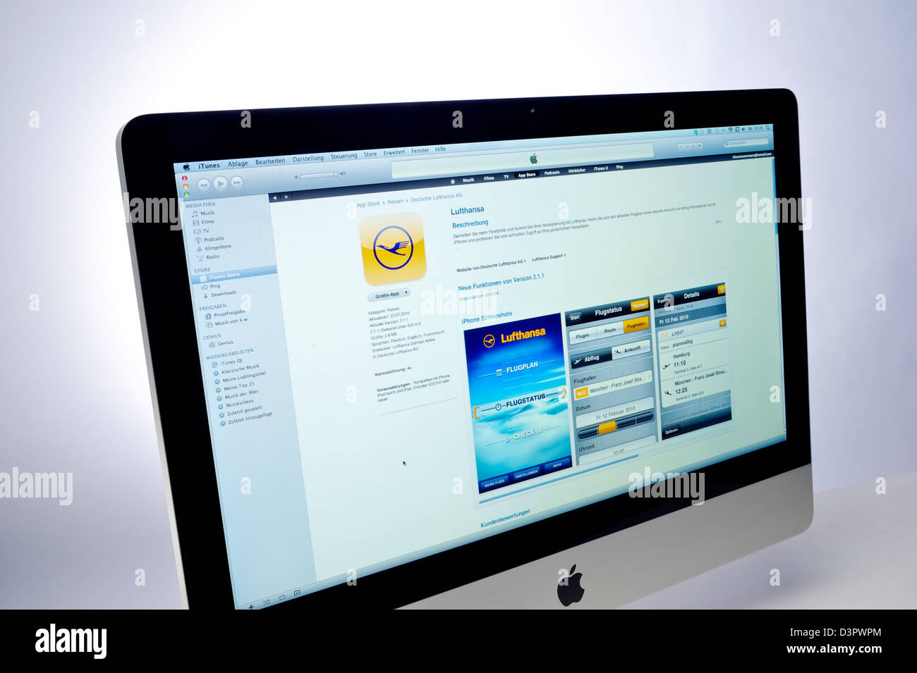 Hamburg, Deutschland, der App Store bietet eine Lufthansa-app im iTunes-Multimedia-Management-Programm Stockfoto
