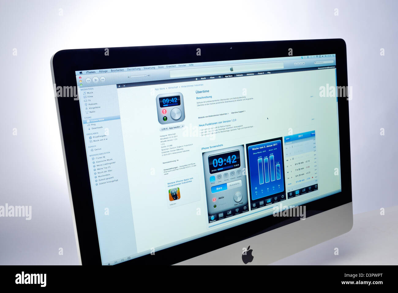 Hamburg, Deutschland, im App-Store mit im Laufe der Zeit-app im iTunes-Multimedia-Management-Programm Stockfoto