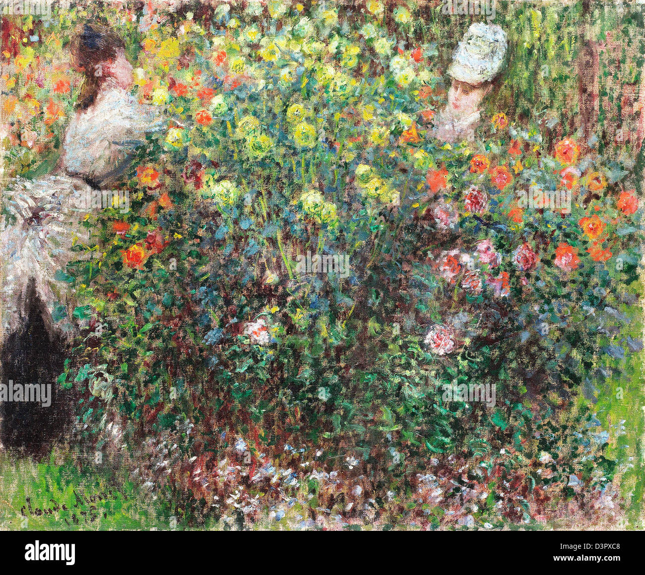 Claude Monet, Damen in Blumen 1875 Öl auf Leinwand. Nationalgalerie in Prag Stockfoto