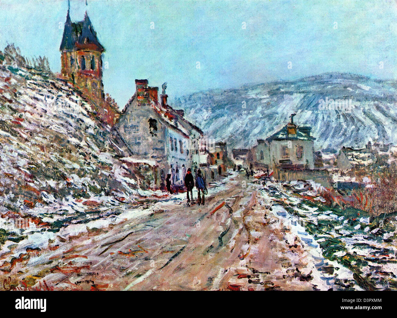 Claude Monet, Straße in Vétheuil im Winter, 1879, Göteborg Museum of Art Oil auf Leinwand. Stockfoto