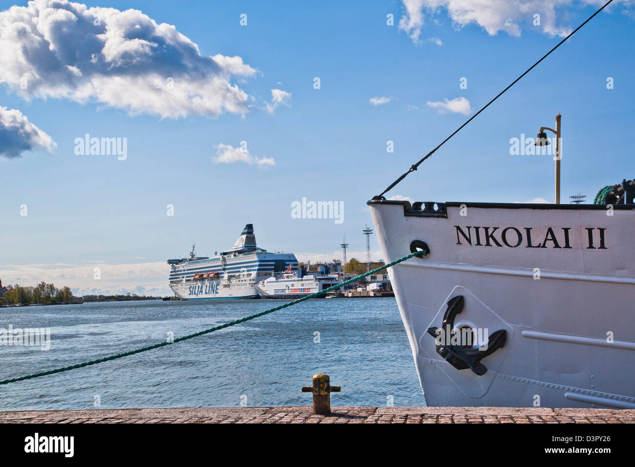 Finnland, Helsinki Hafen, Blick auf die Olympia-Fährhafen Stockfoto
