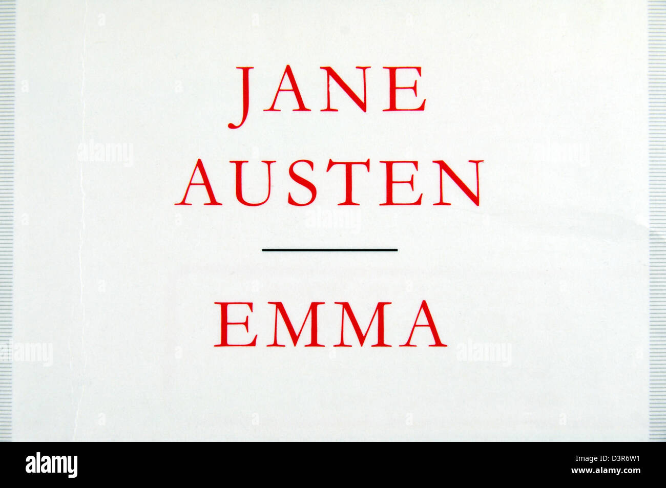 Nahaufnahme des Buchcovers von 'Emma', geschrieben von Jane Austen. Stockfoto