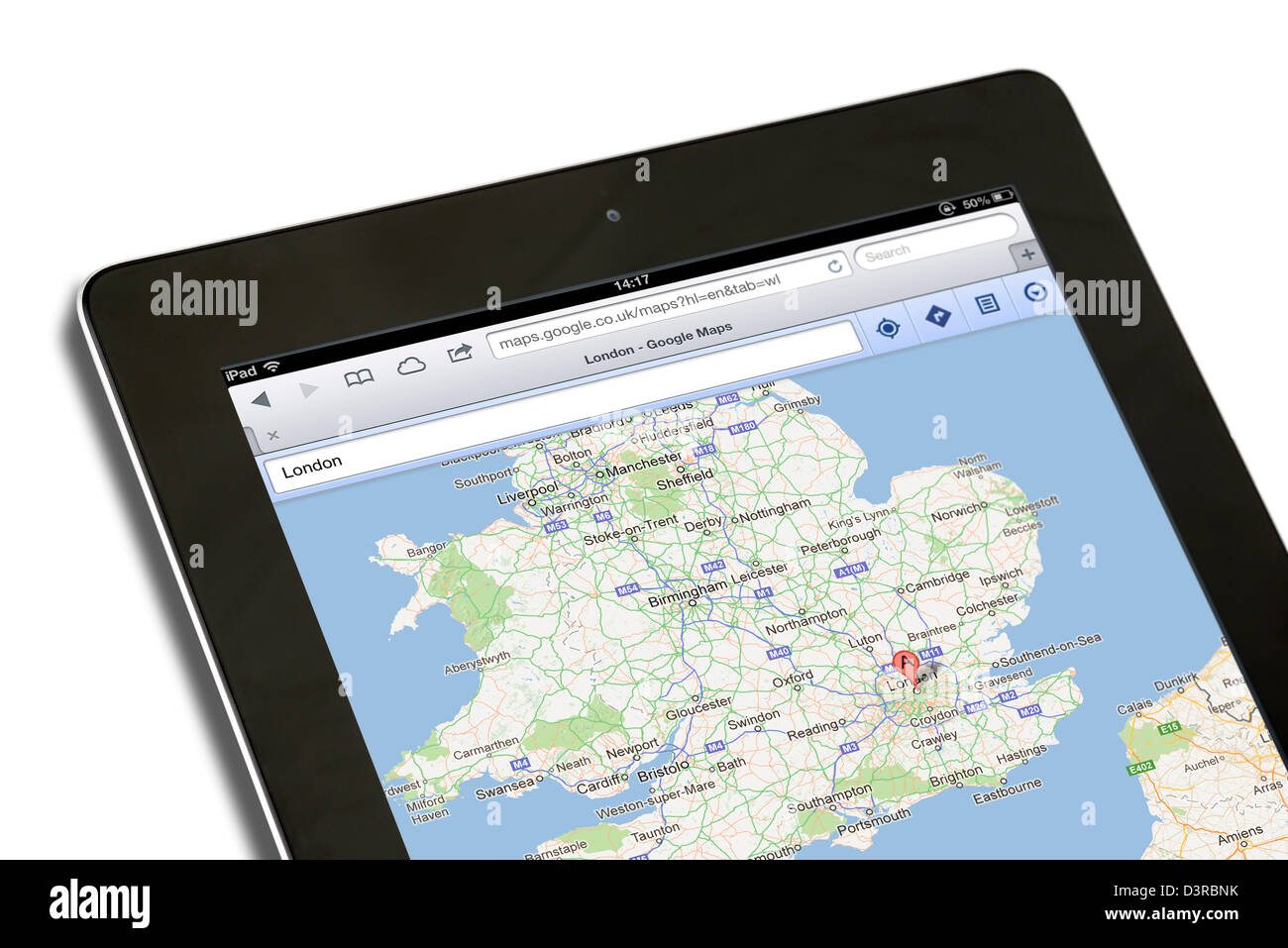 Mit Karten auf Google.de betrachtet auf dem iPad eine 4. generation Stockfoto