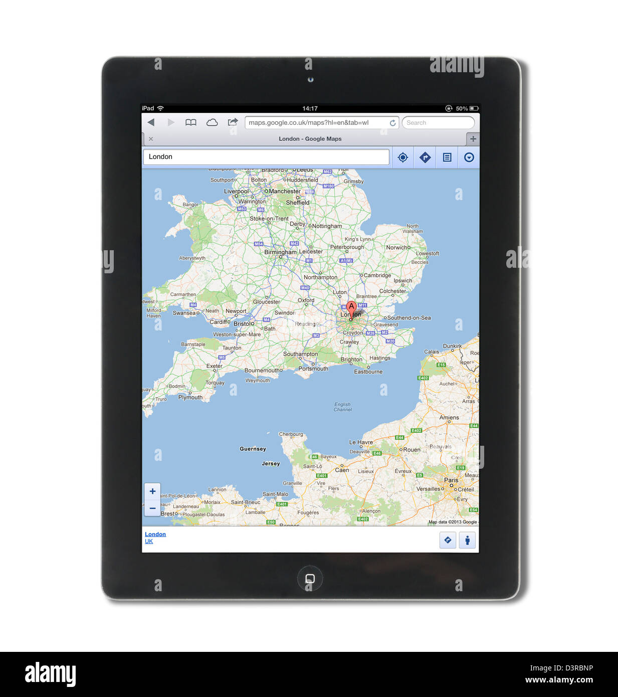Mit Karten auf Google.de betrachtet auf dem iPad eine 4. generation Stockfoto