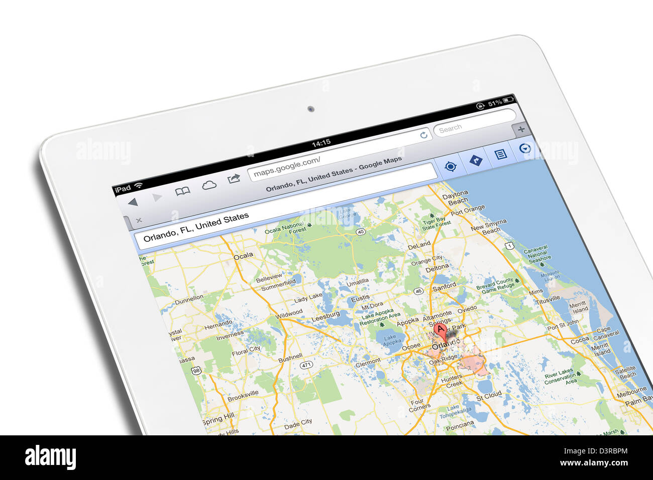 Mit Karten auf Google.com angesehen auf dem iPad eine 4. Generation weiß Stockfoto