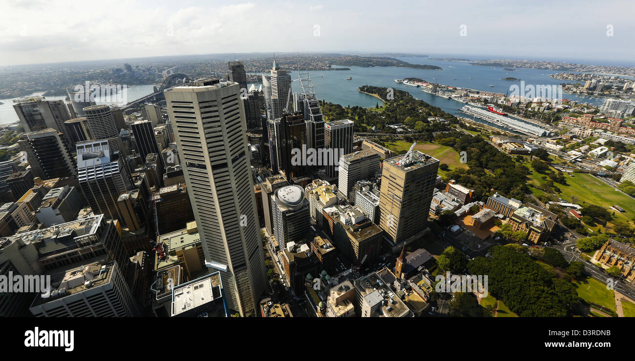 Genähte Panorama über Sydney und Darwin Harbour Stockfoto