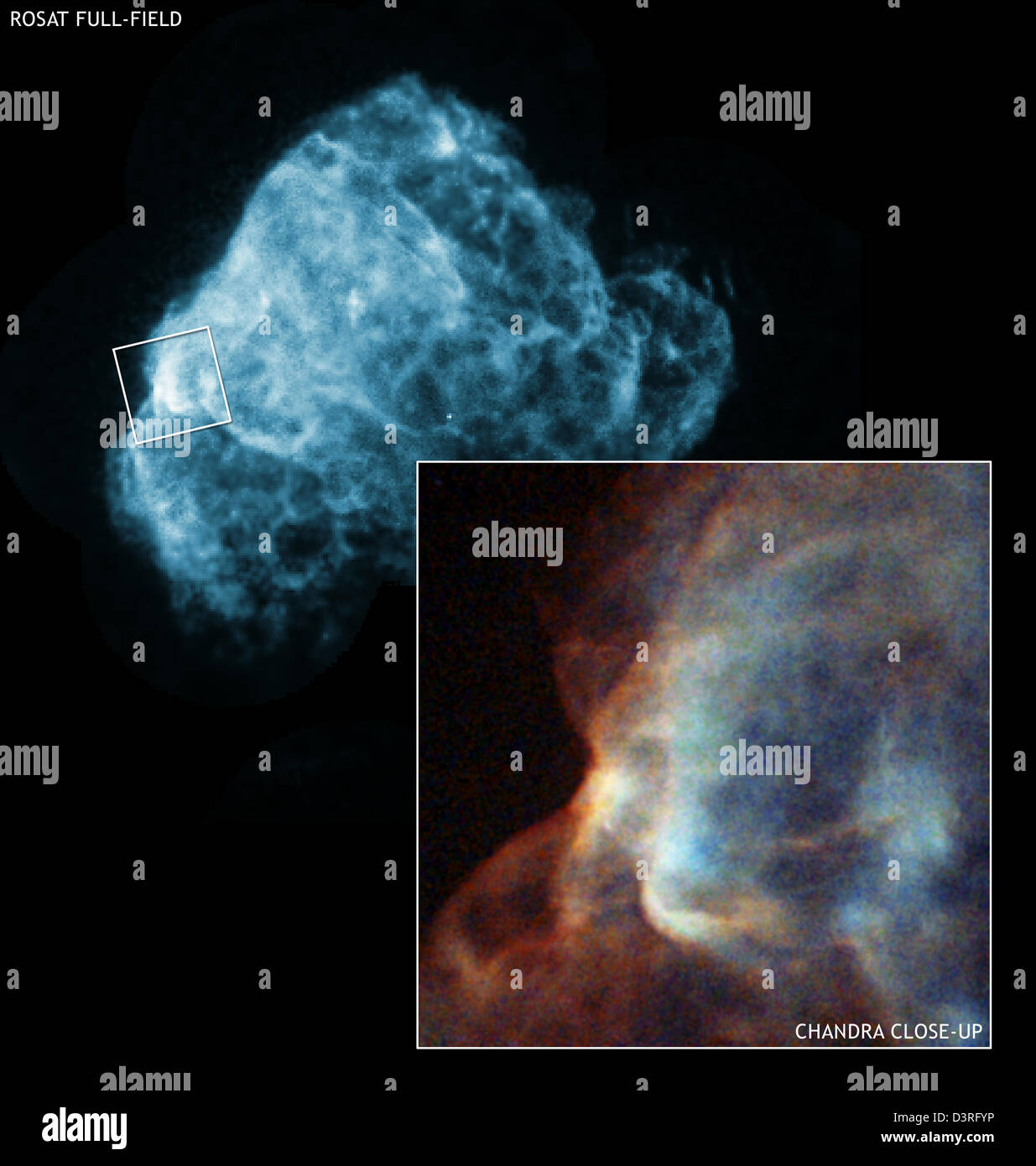 Puppis A: Chandra zeigt Wolke gestört durch Supernova-Schock Stockfoto Puppis A: Chandra zeigt Wolke gestört durch Supernova-Schock Stockfoto