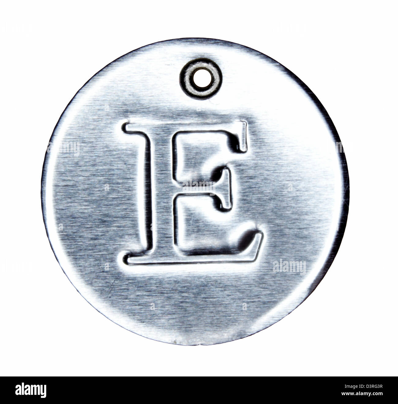 Gebürstetes Metall Buchstaben des Alphabets E Stockfoto