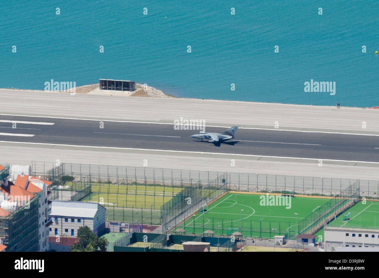 Düsenjäger, die Landung auf der Landebahn, Gibraltar Stockfoto